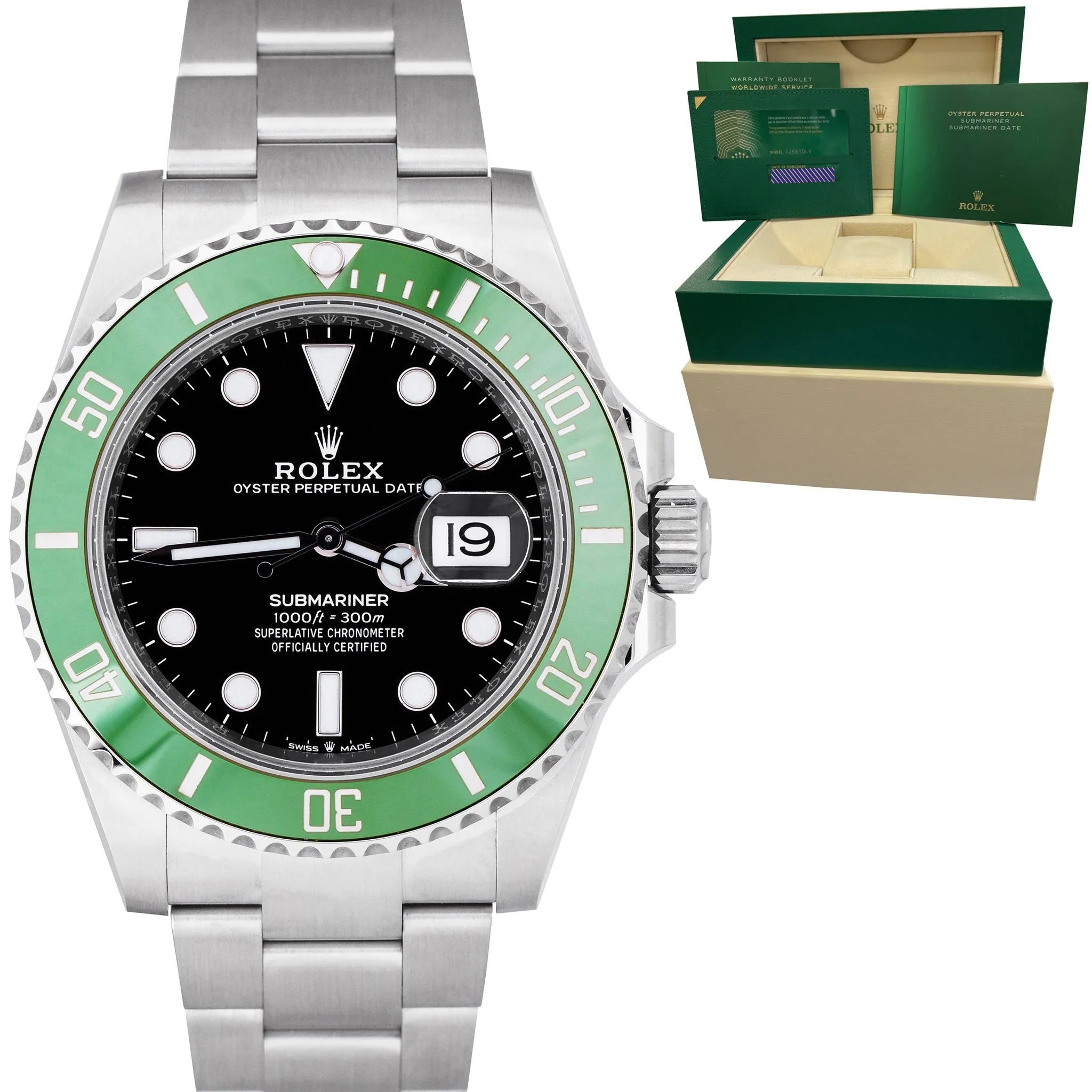 BRAND NEW UNWORN Rolex Submariner 41mm Date GREEN KERMIT Ceramic Watch 126610 LV