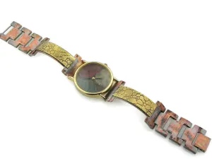 Brass Watch, multicolor Dial