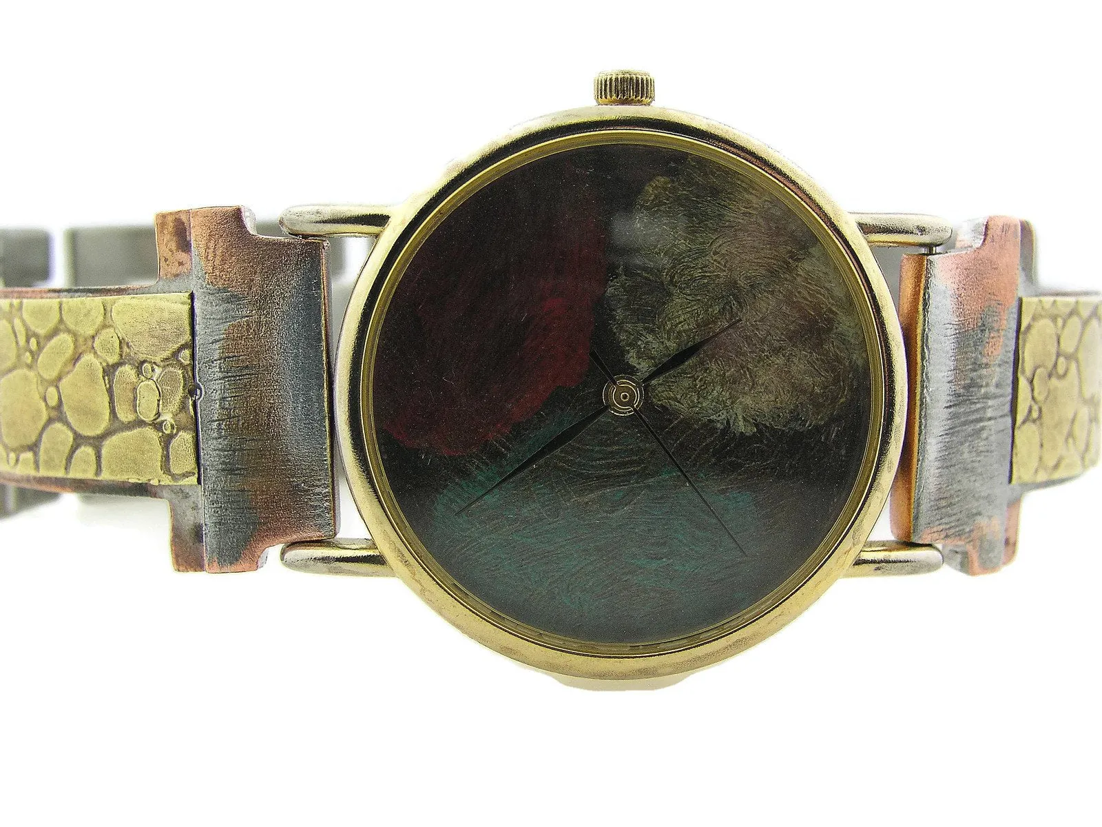 Brass Watch, multicolor Dial