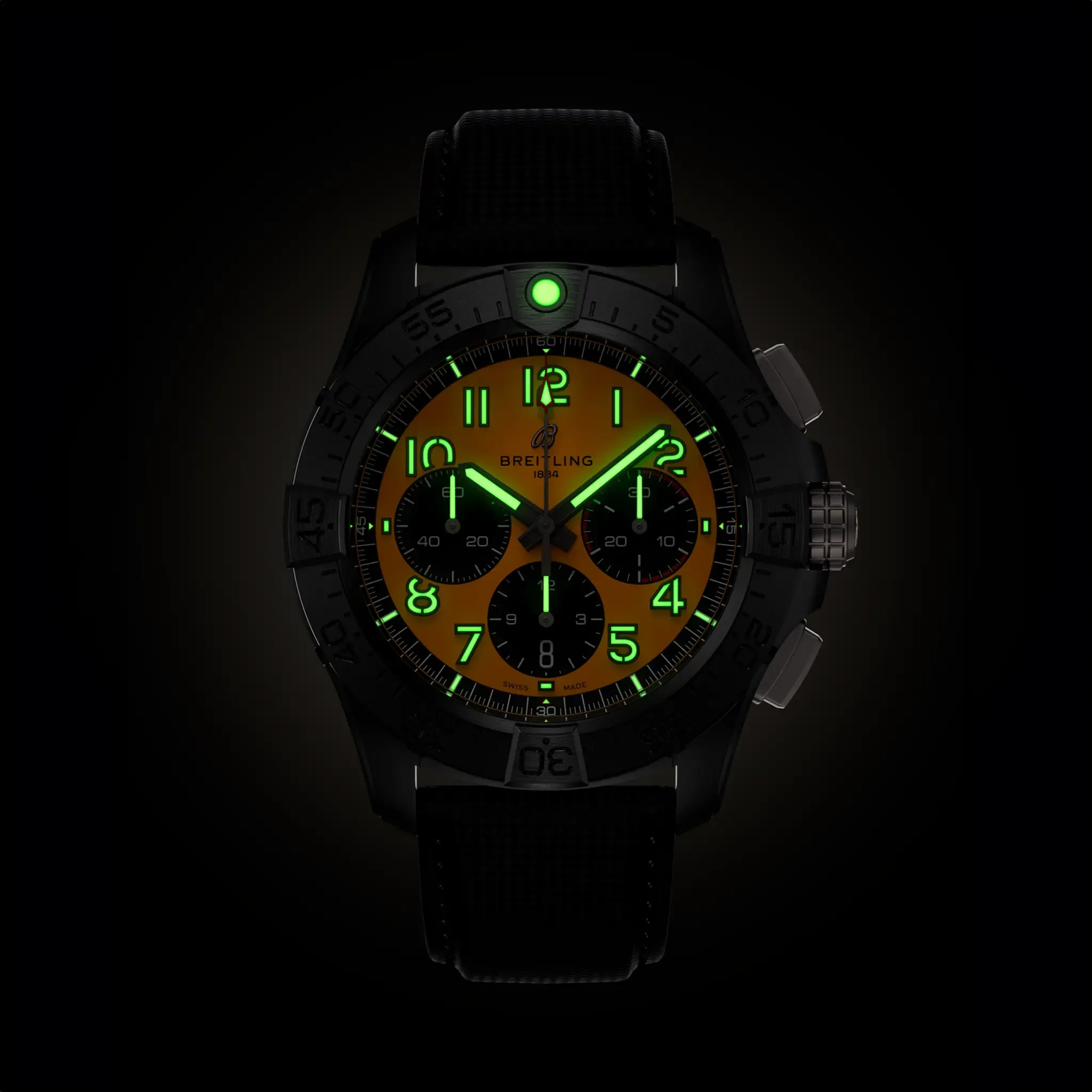 Breitling Avenger B01 Chronograph 44 Night Mission Watch with Black Strap