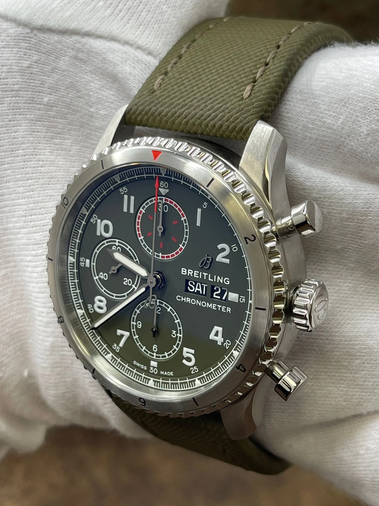 Breitling Aviator 8 Curtiss Warhawk Chronograph A13316 Green Dial Automatic Men's Watch