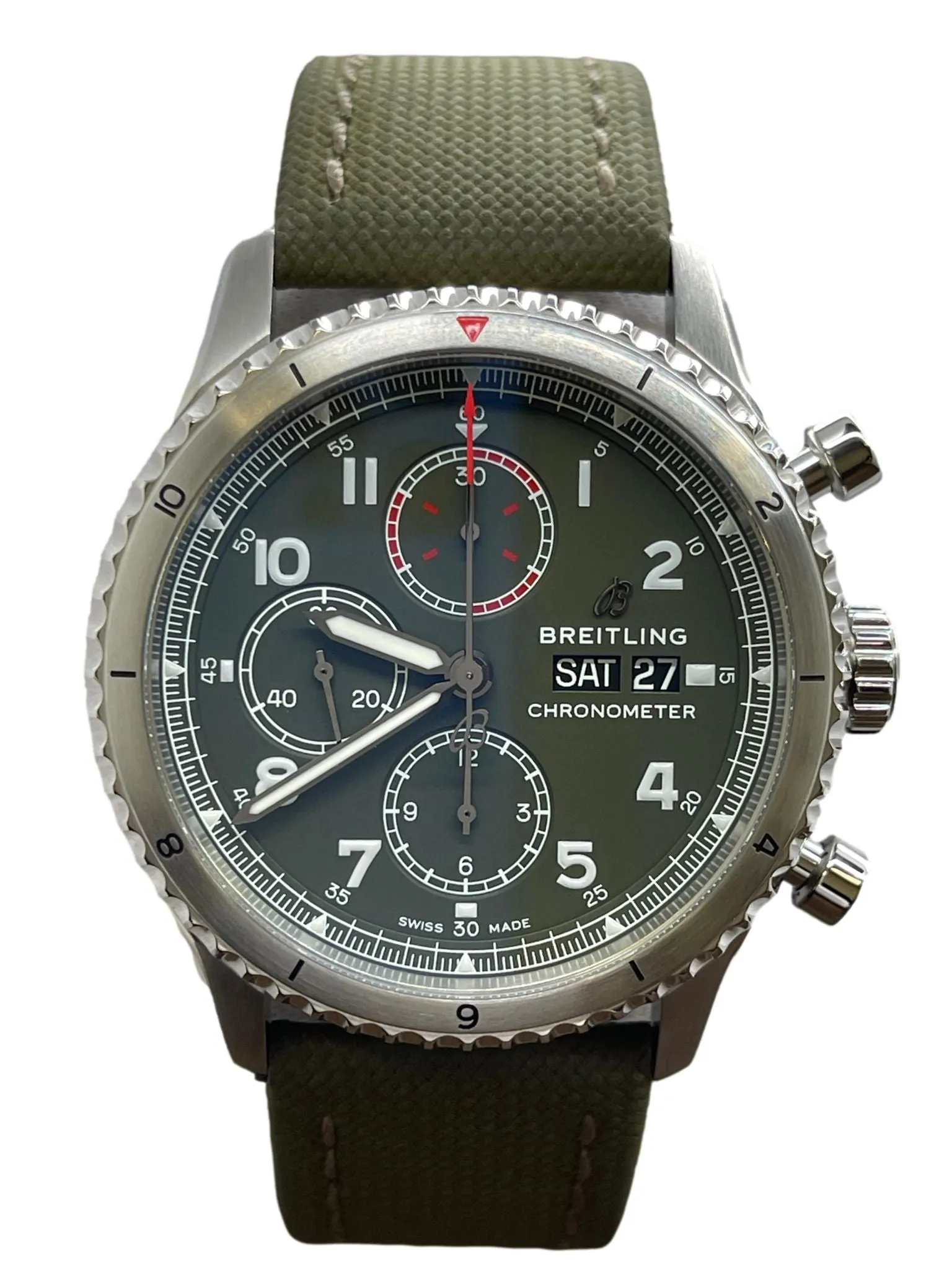 Breitling Aviator 8 Curtiss Warhawk Chronograph A13316 Green Dial Automatic Men's Watch