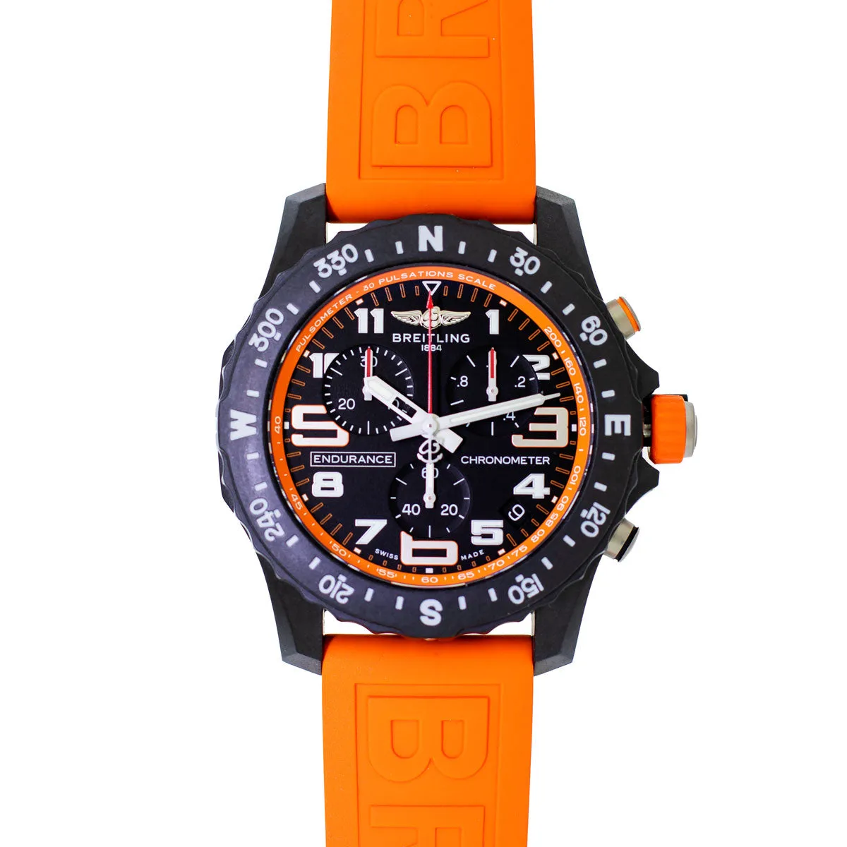 Breitling Endurance Pro 44mm Breitlight® Black Arabic Dial Black and Orange Bezel X82310