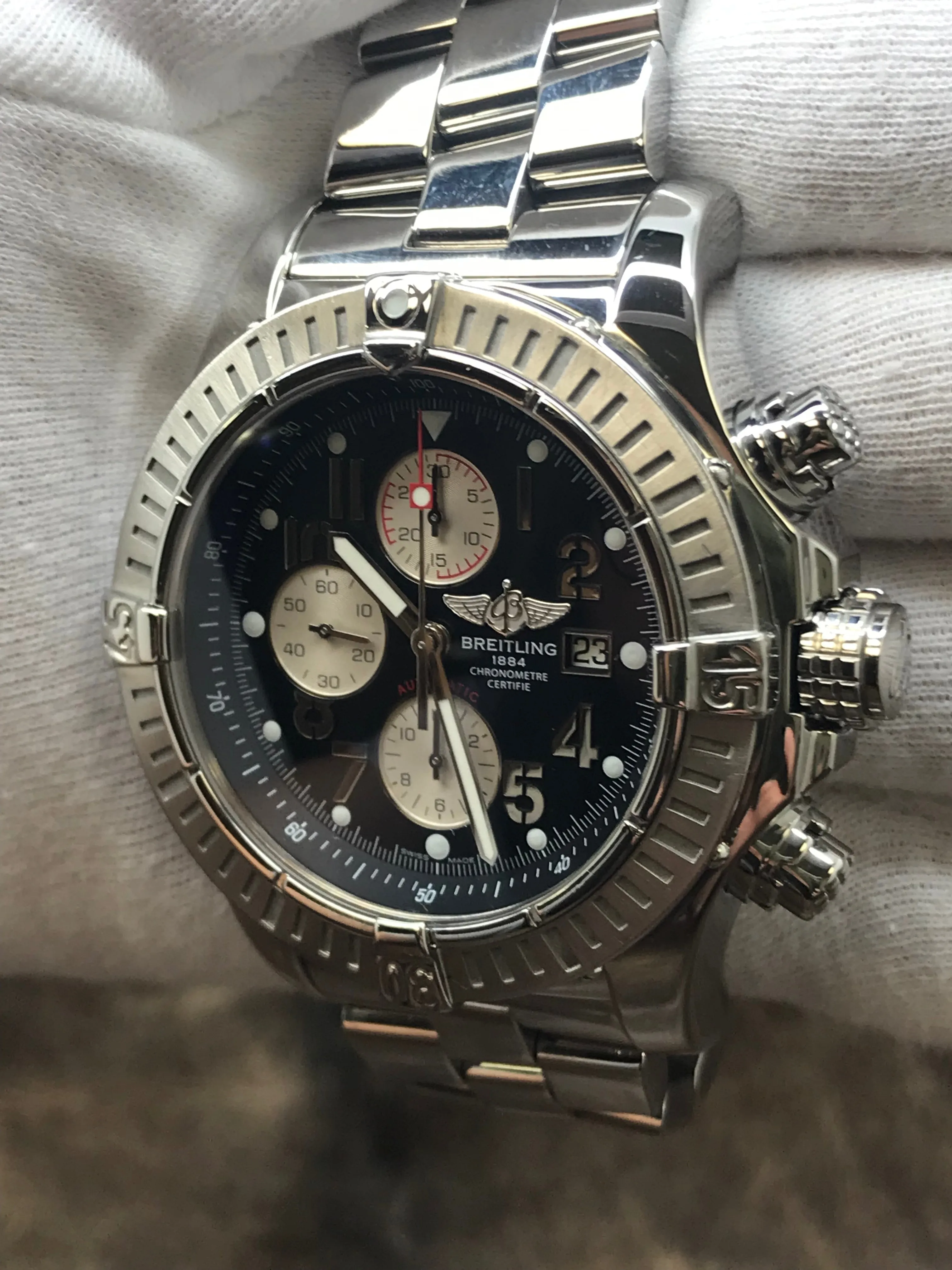 Breitling Super Avenger A13370 Black Dial Automatic Men's Watch