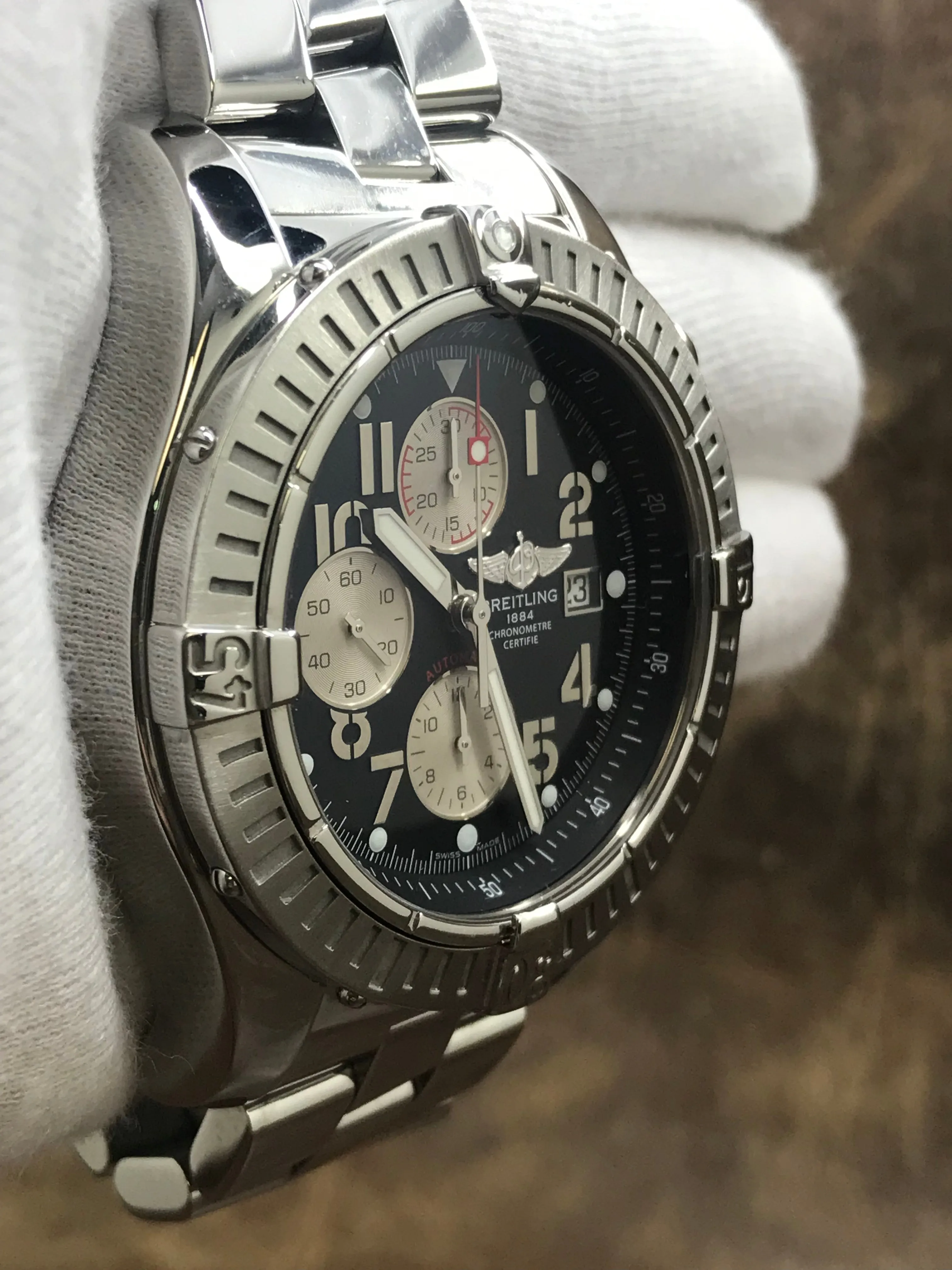 Breitling Super Avenger A13370 Black Dial Automatic Men's Watch