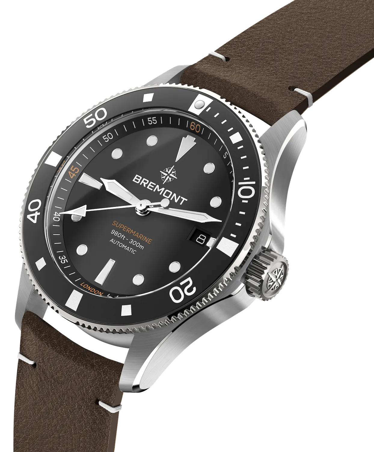 Bremont Supermarine 300M Date Black Leather Watch