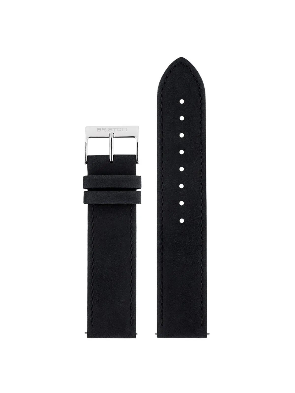 Briston 2-Part Vintage Leather Strap Black Carbon Polished Steel 20mm