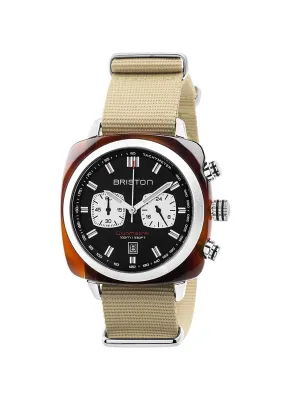 Briston Clubmaster Sport Acetate Chronograph Tortoise Shell Black Dial 42mm