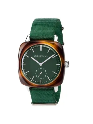 Briston Clubmaster Vintage Acetate Small Second Tortoise Shell British Green Matt Dial British Green Nato Strap 40mm