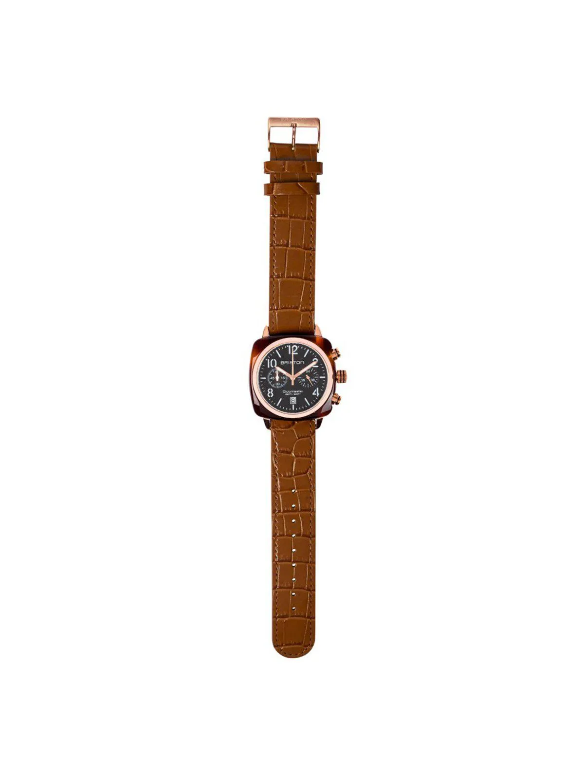 Briston Luxury Leather Strap Brown Alligator Rose Gold 20mm