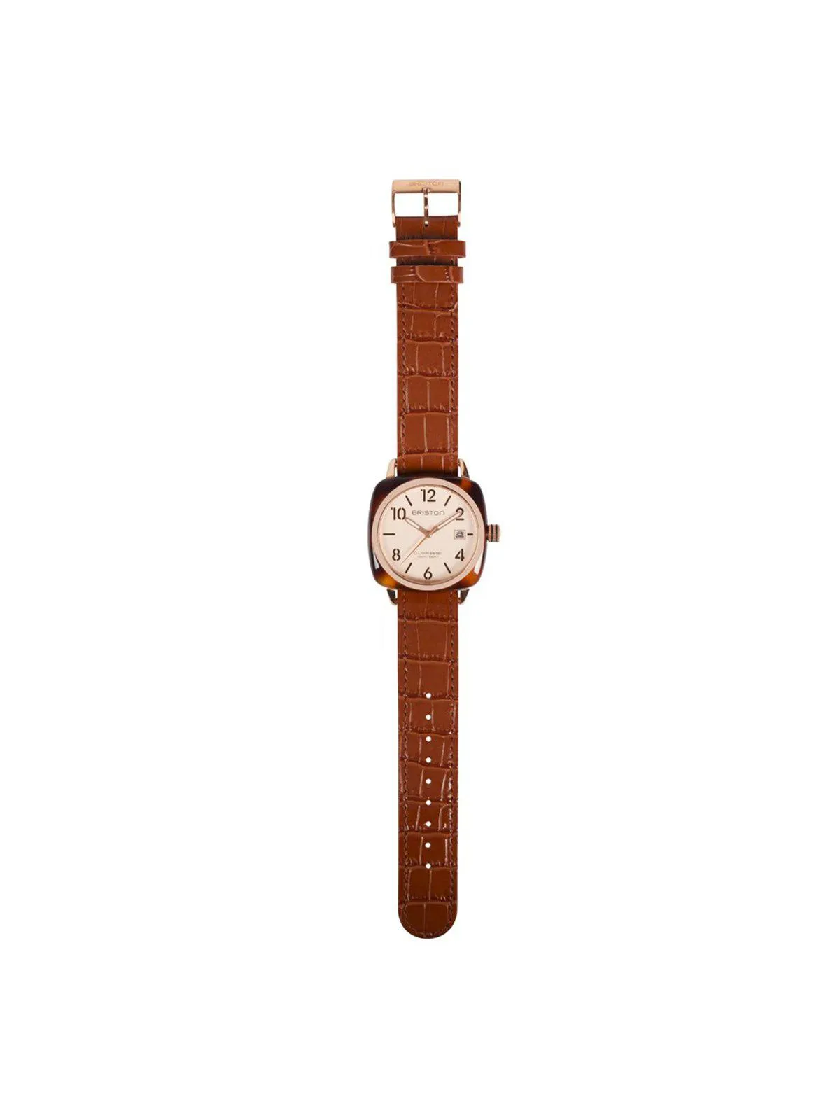 Briston Luxury Leather Strap Brown Alligator Rose Gold 20mm