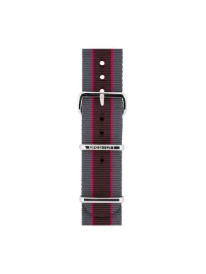 Briston Nato Strap Grey Pink Dark Brown Stripes Polished Steel 20mm