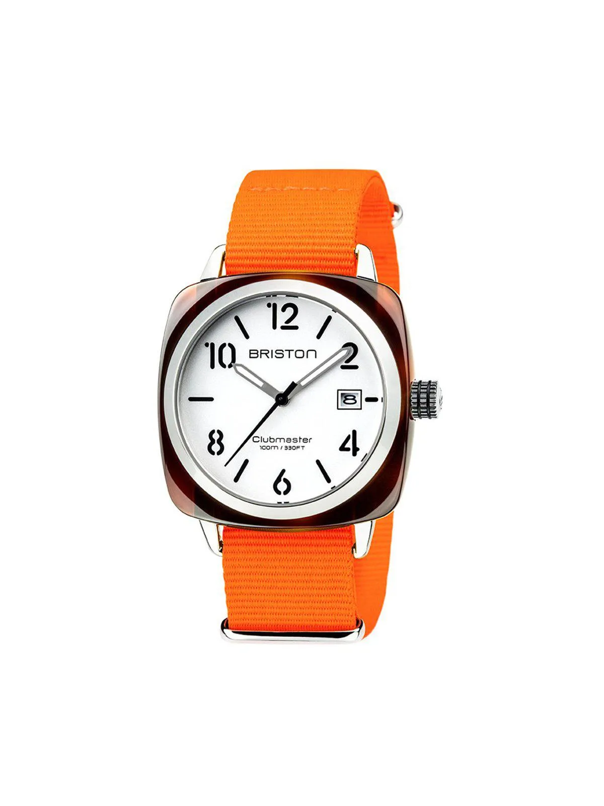 Briston Nato Strap Neon Orange Polished Steel 20mm