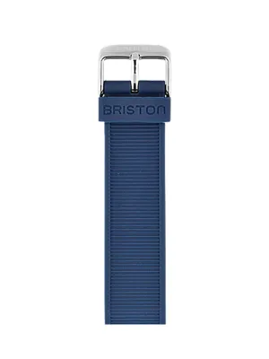 Briston Rubber Strap Navy Blue Polished Steel 20mm