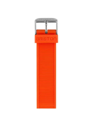 Briston Rubber Strap Orange Polished Steel 18mm
