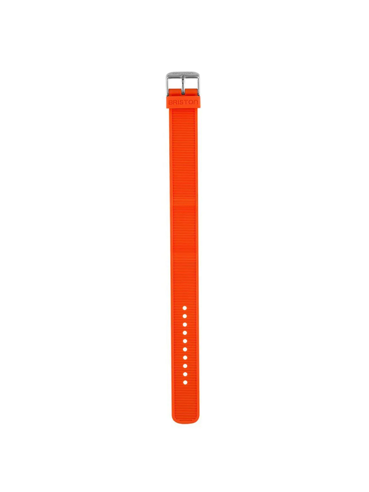 Briston Rubber Strap Orange Polished Steel 18mm