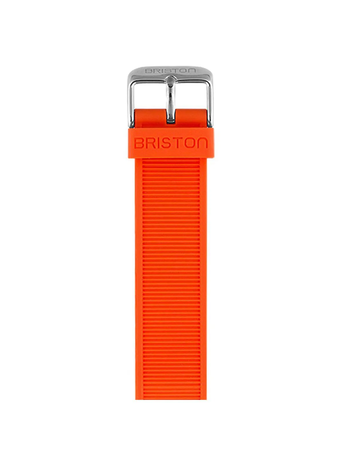 Briston Rubber Strap Orange Polished Steel 18mm