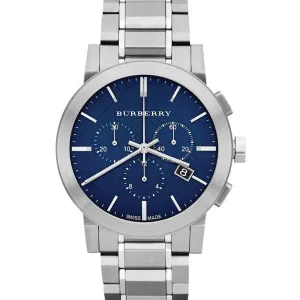Burberry Silver Stainless Steel Blue Dial Chronograph Quartz Watch for Gents - BU9363