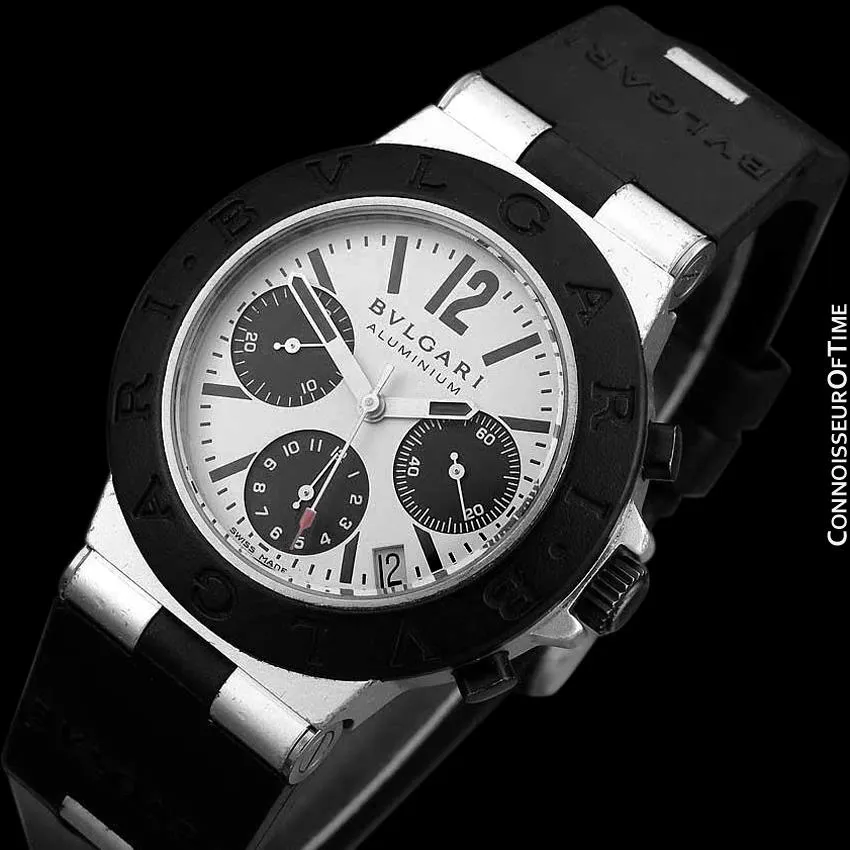 Bvlgari Bulgari Diagono Mens Panda Dial Chronograph Watch, AL38TA - Aluminum & Rubber