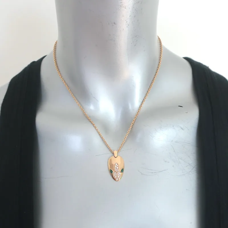 Bvlgari Serpenti Diamond and Malachite Necklace 18k Rose Gold