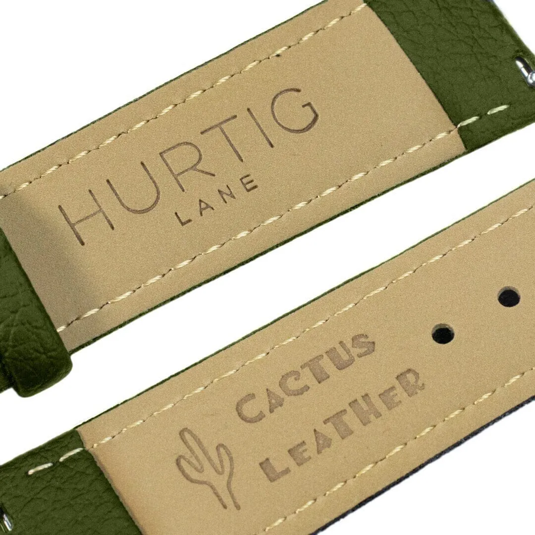 Cactus Leather Watch Strap - Green & Silver