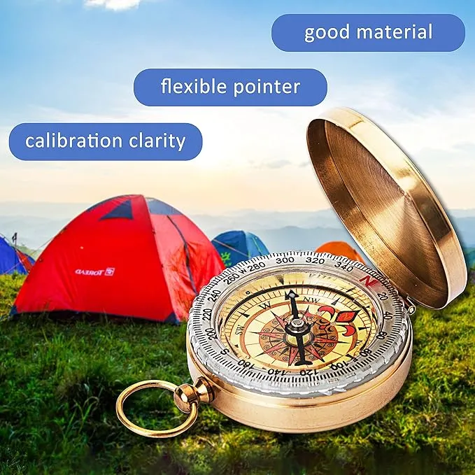 Camping Survival Compass for Hiking, Pocket Compass for Kids, Glow in The Dark Compass for Camping Hunting, Outdoor Military Navigation Tool