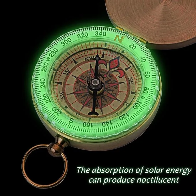 Camping Survival Compass for Hiking, Pocket Compass for Kids, Glow in The Dark Compass for Camping Hunting, Outdoor Military Navigation Tool