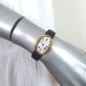Cartier Baignoire Watch 18k Yellow Gold with Black Crocodile Band