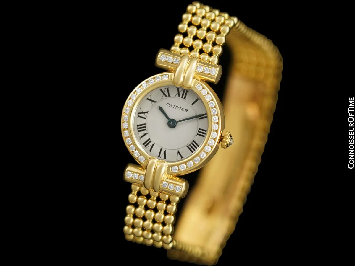 Cartier Colisee (Rivoli) Ladies Bracelet Watch - 18K Gold & Cartier Factory Set Diamonds