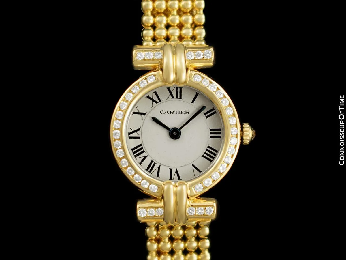 Cartier Colisee (Rivoli) Ladies Bracelet Watch - 18K Gold & Cartier Factory Set Diamonds