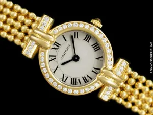 Cartier Colisee (Rivoli) Ladies Bracelet Watch - 18K Gold & Cartier Factory Set Diamonds