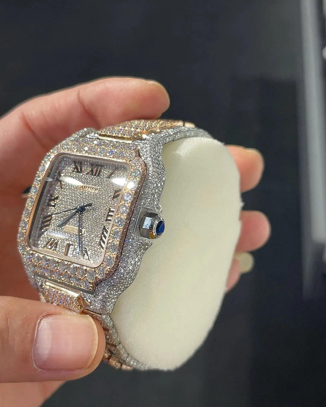 Cartier Santos Moissanite Diamond Watch | Moissanite watch | diamond watch | W 250