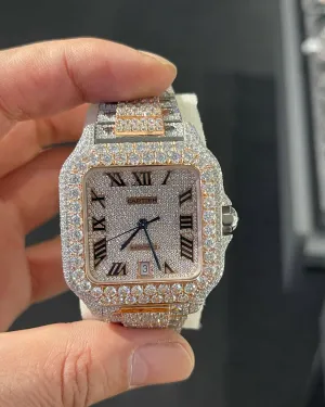 Cartier Santos Moissanite Diamond Watch | Moissanite watch | diamond watch | W 250