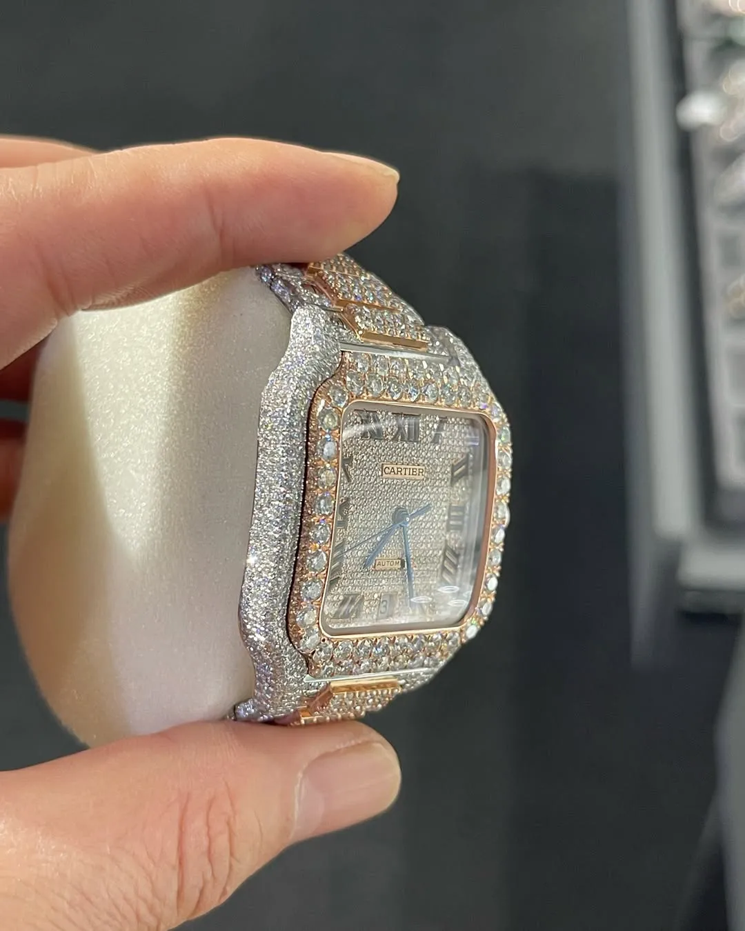 Cartier Santos Moissanite Diamond Watch | Moissanite watch | diamond watch | W 250
