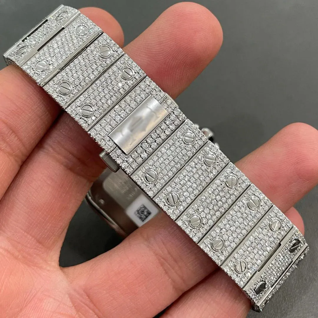 Cartier Santos Moissanite Diamond Watch | VVS Diamond Cartier Santos W 107