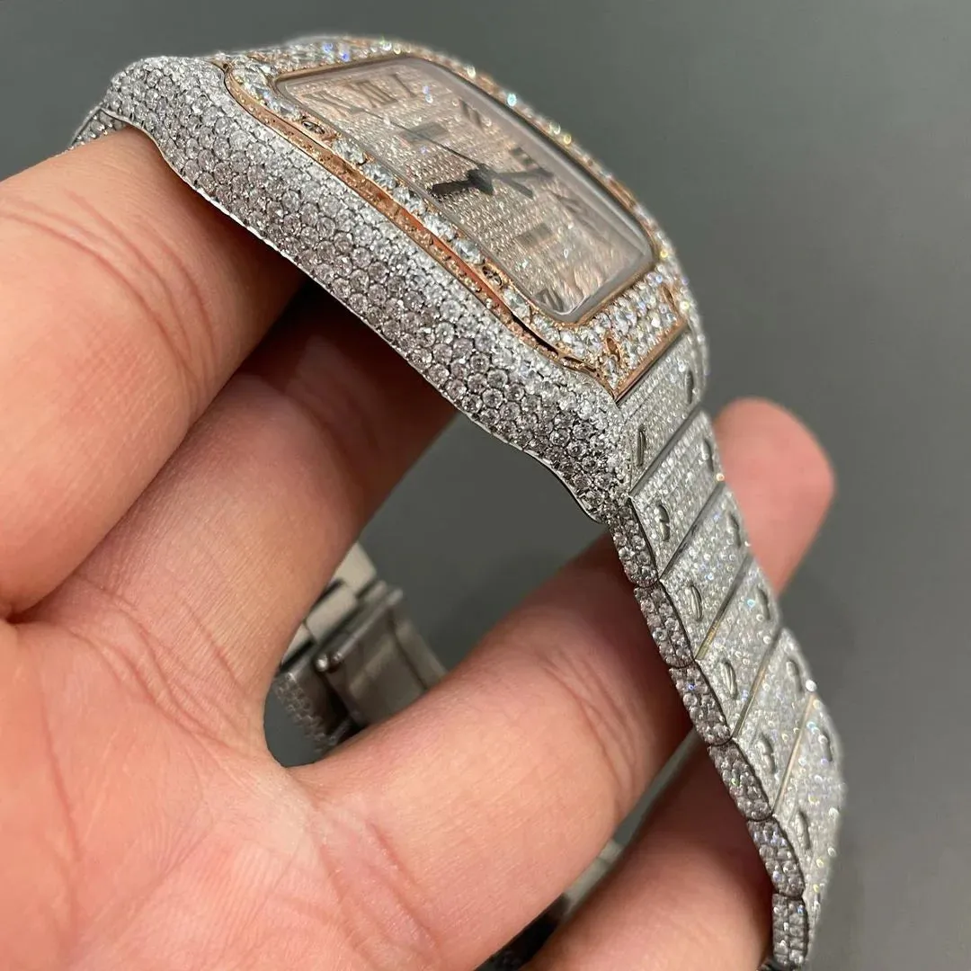 Cartier Santos Moissanite Diamond Watch | VVS Diamond Cartier Santos W 107