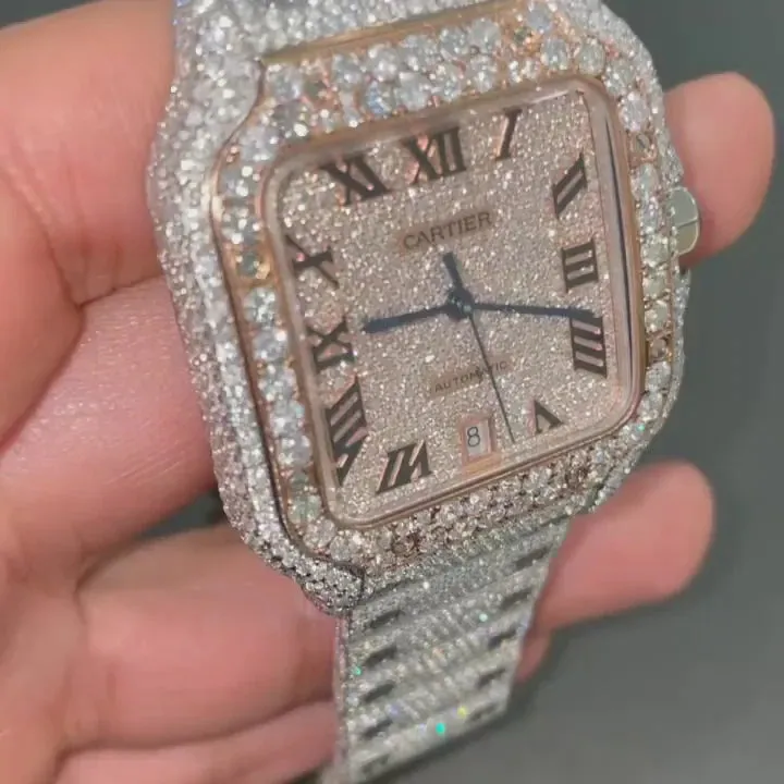 Cartier Santos Moissanite Diamond Watch | VVS Diamond Cartier Santos W 107