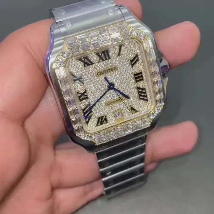 Cartier Santos Moissanite Diamond Watch | VVS Diamond Cartier Santos W 111