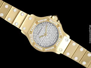 Cartier Santos Octagon Ladies Watch, Automatic Watch - 18K Gold & 1.5 Carats of Diamonds