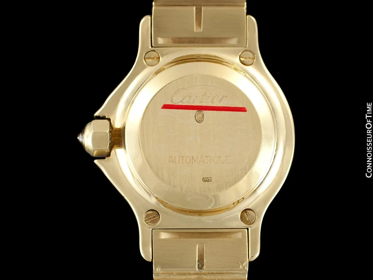 Cartier Santos Octagon Ladies Watch, Automatic Watch - 18K Gold & 1.5 Carats of Diamonds