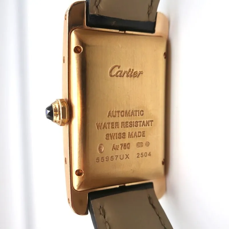 Cartier Tank Americaine Watch 18k MM Rose Gold with Croc Bands