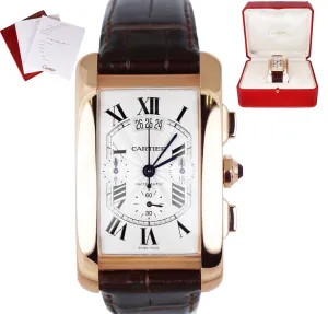 Cartier Tank Americaine XL Chronograph 18K Rose Gold Automatic 2893 W260935