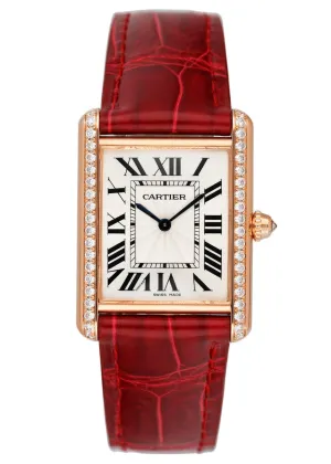 Cartier Tank Louis WJTA0014 Large Diamond Rose Gold Ladies Watch Box Papers