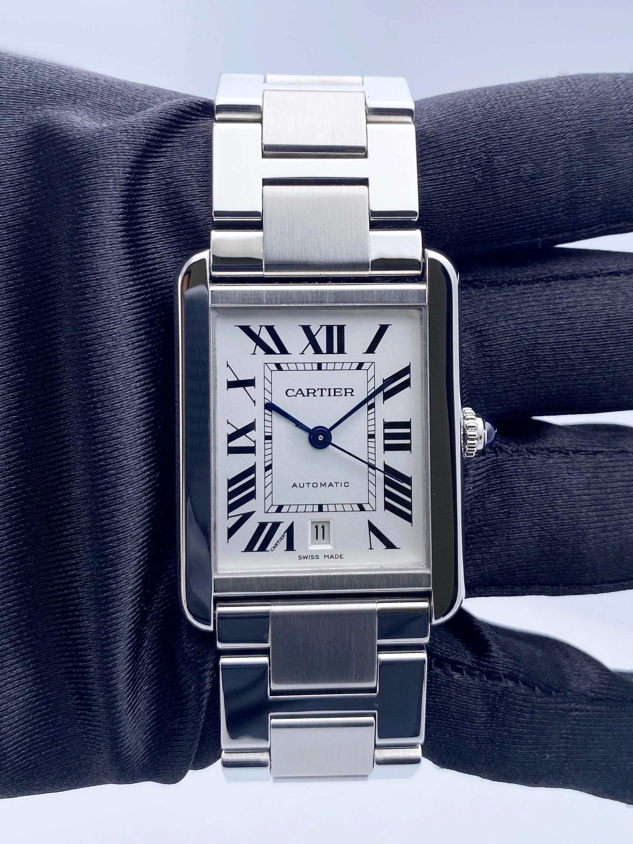 Cartier Tank Solo XL W5200028 Stainless Steel Mens Watch Box Papers