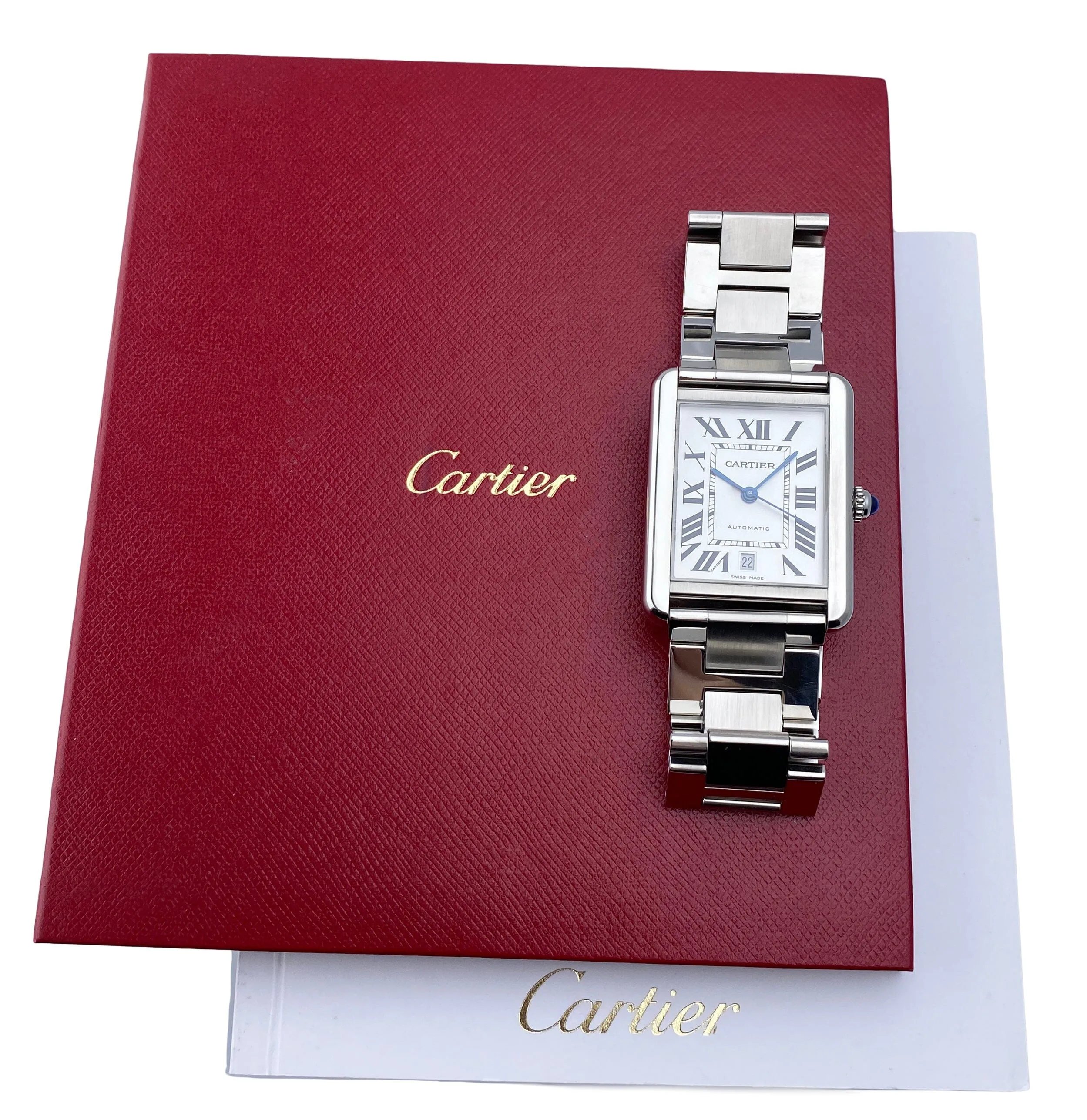 Cartier Tank Solo XL W5200028 Stainless Steel Mens Watch With Papers