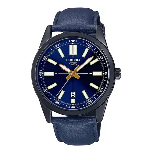 Casio Blue Leather Strap Blue Dial Quartz Watch for Gents - MTP-VD02BL-2EUDF