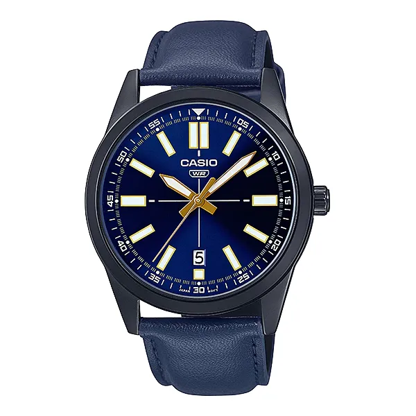 Casio Blue Leather Strap Blue Dial Quartz Watch for Gents - MTP-VD02BL-2EUDF