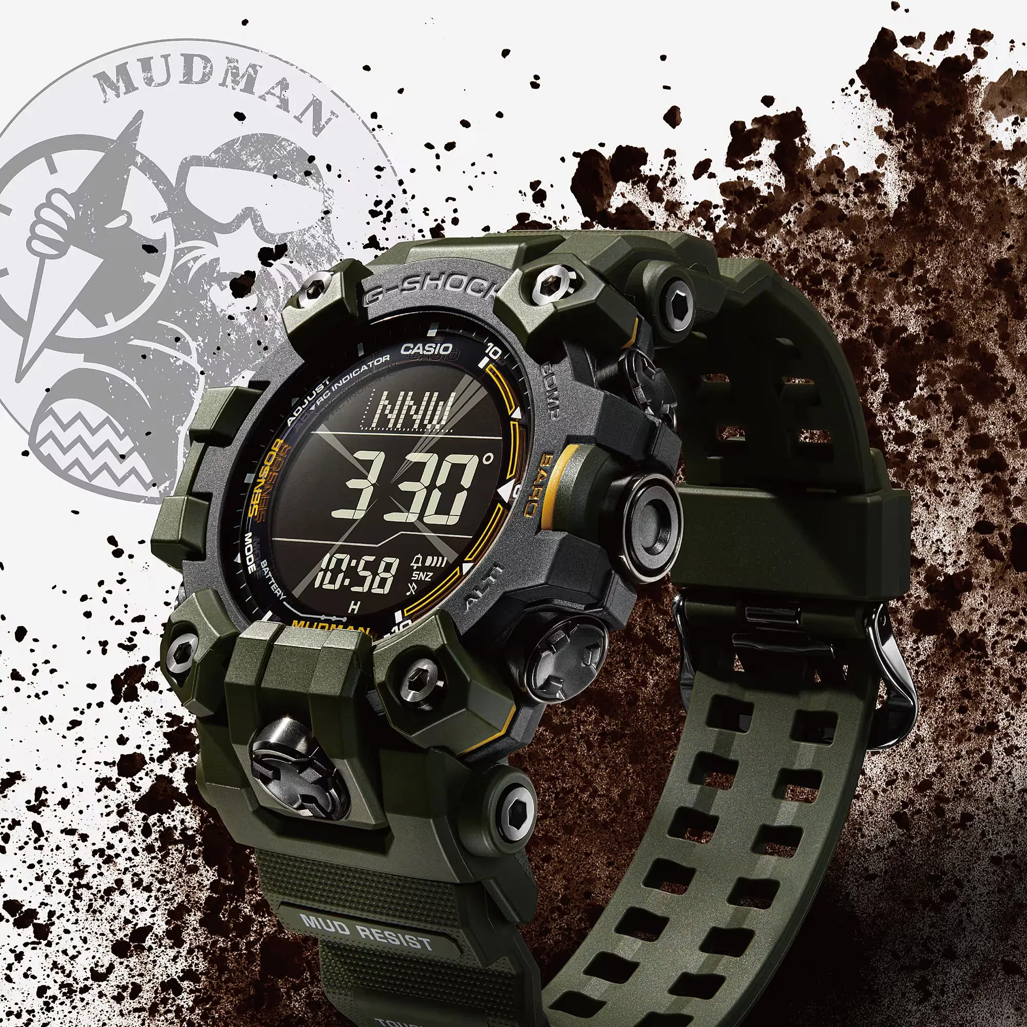 CASIO G-Shock GW9500-3 Mudman Triple Sensor Solar Green Watch