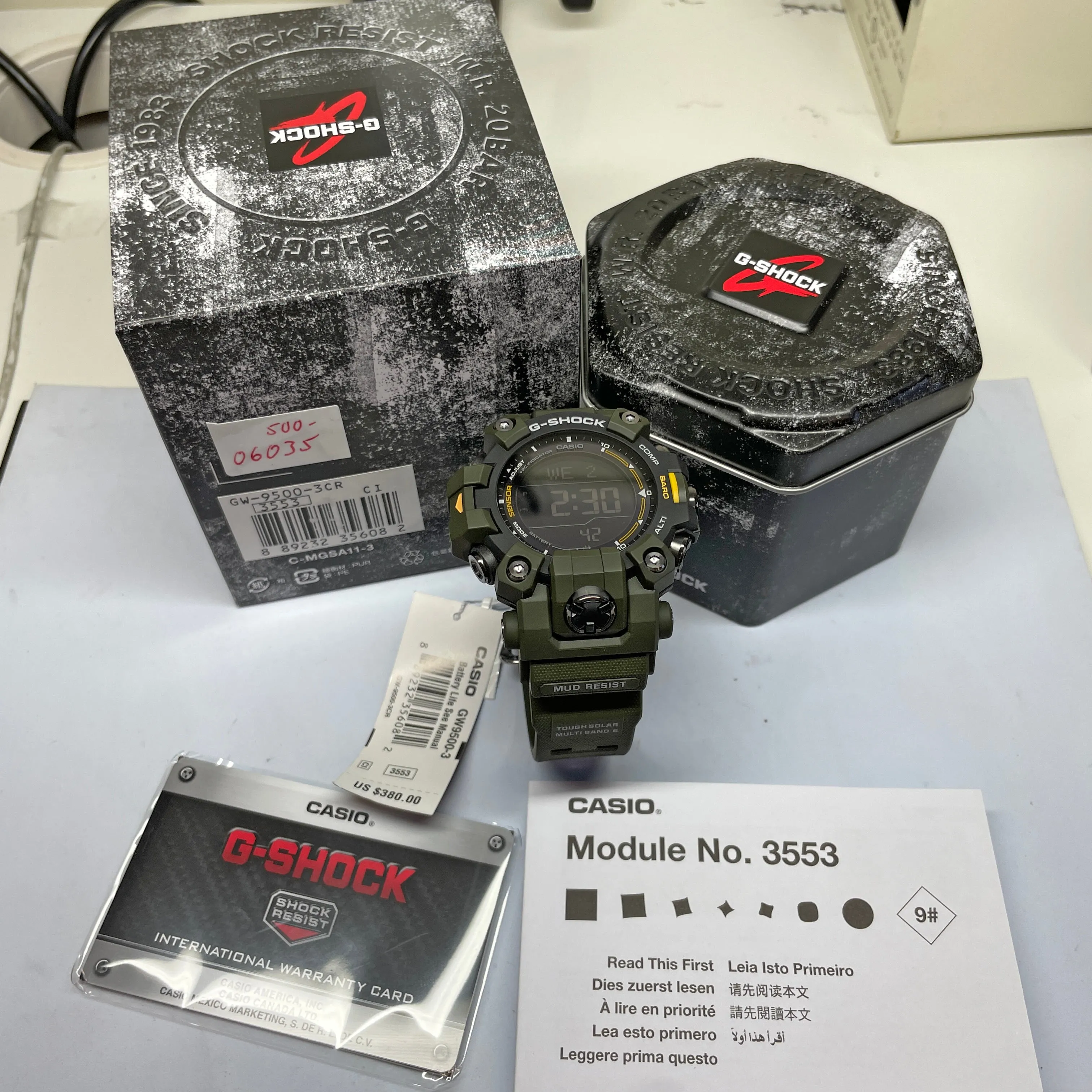 CASIO G-Shock GW9500-3 Mudman Triple Sensor Solar Green Watch