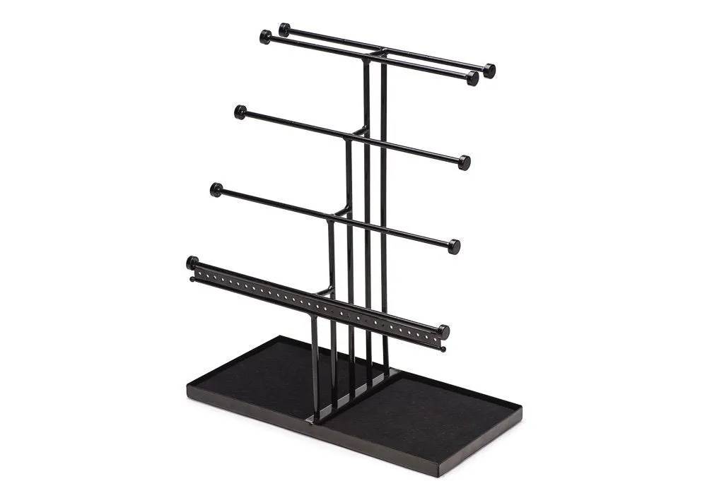 Castlencia Black Velvet Tray Extra Large 5 Tier Tabletop Bracelet, Necklace, Earring Display Jewelry Tree - Jewelry Organizer Holder